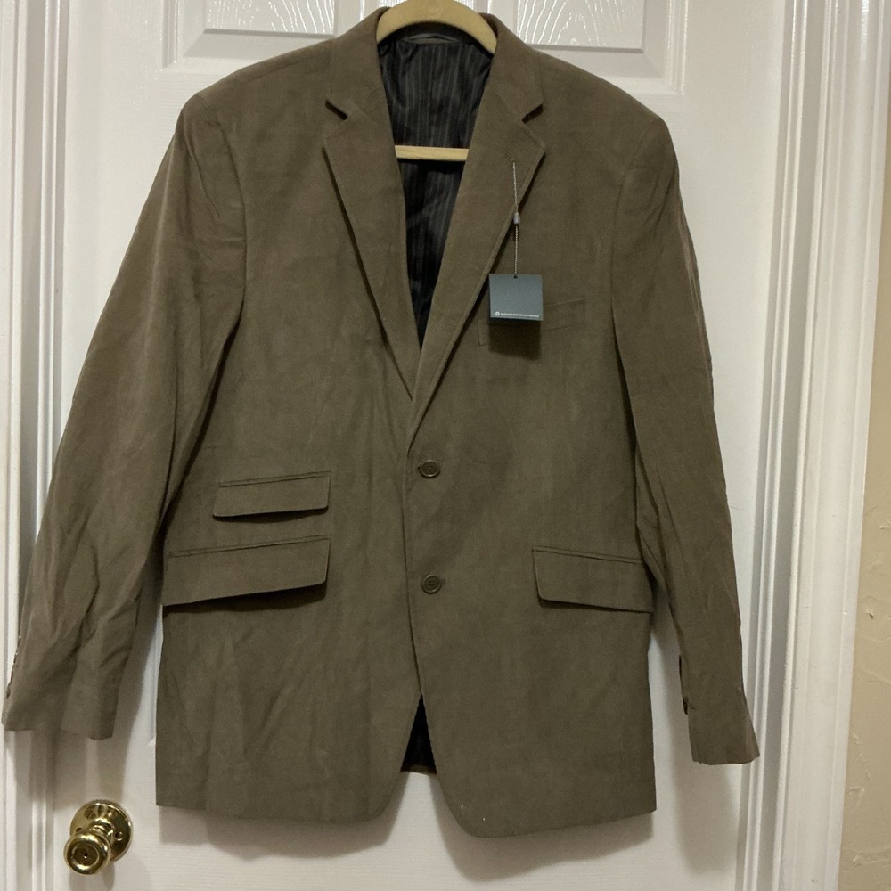 Madison Modern Fit Blazer Men 42R LOT of TWO‎ Tan/Olive & Black Paisley Corduroy